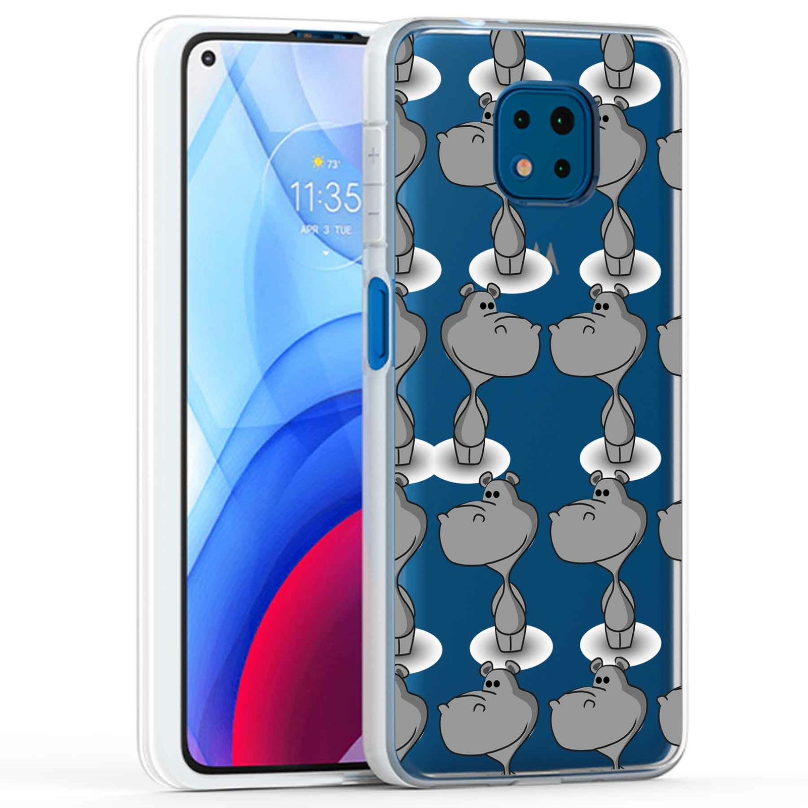 Phone Case Cover for Motorola Moto G Power 2021,Hippo One Print, USA