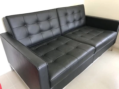 Florence Knoll Replica 2 Seater Black Leather Sofa X Sofas Florence Knoll Replica 2 Seater Black Leather Sofa X