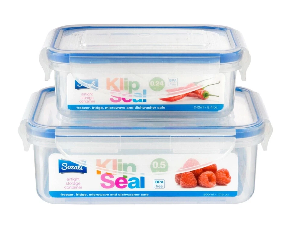 4 Food Storage Containers Set Airtight Clip Lock Food Lunch Box 0.5 + 0.24 L - Image 2 of 3