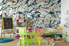 3D Abstract Linear Wallpaper Wall Mural Removable Self-adhesive Sticker 1073