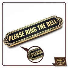 Please Ring Bell Sign Plaque Brass Metal for door entryway