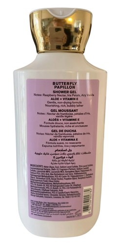 Gel de ducha Bath & Body Works Butterfly lavado corporal frambuesa iris vainilla 10 fl oz - Imagen 3 de 3