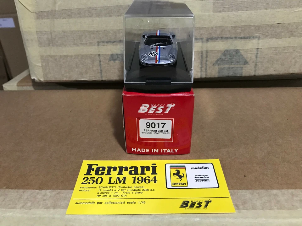 FERRARI 250 LM N. 69 BRIDGE HAMPTON 1965 BEST MODEL 9017 -  SCALA 1/43 - Immagine 2 di 2