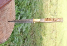 Damascus steel throwing double edged boot knife fixed blade dagger knife