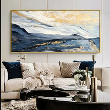 Hand Painted Abstract Oil Painting Modern Gold Lacquer Horizontal Version Home
