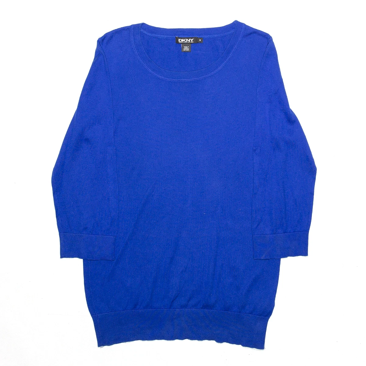 DKNY Womens Blue 3 4 Sleeve Jumper M eBay