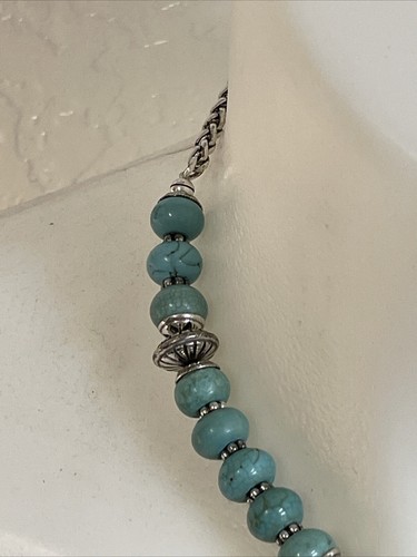 Brighton Santa Fe Coloro Turquoise Beaded Silver Tone Pendant Necklace KG JD - Picture 9 of 12