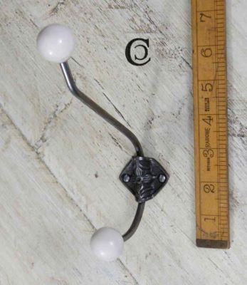 Große Rosette doppelt cremeweiß Keramik Hut und Kleiderhaken - 215 mm (8,5'')