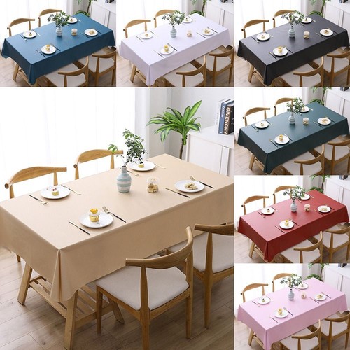 Rectangular Waterproof Tablecloth Solid Colour Table Cover Household - Picture 2 of 19