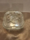 Vintage Federal Glass Refrigerator Storage Container w Vegetables Lid CHIP