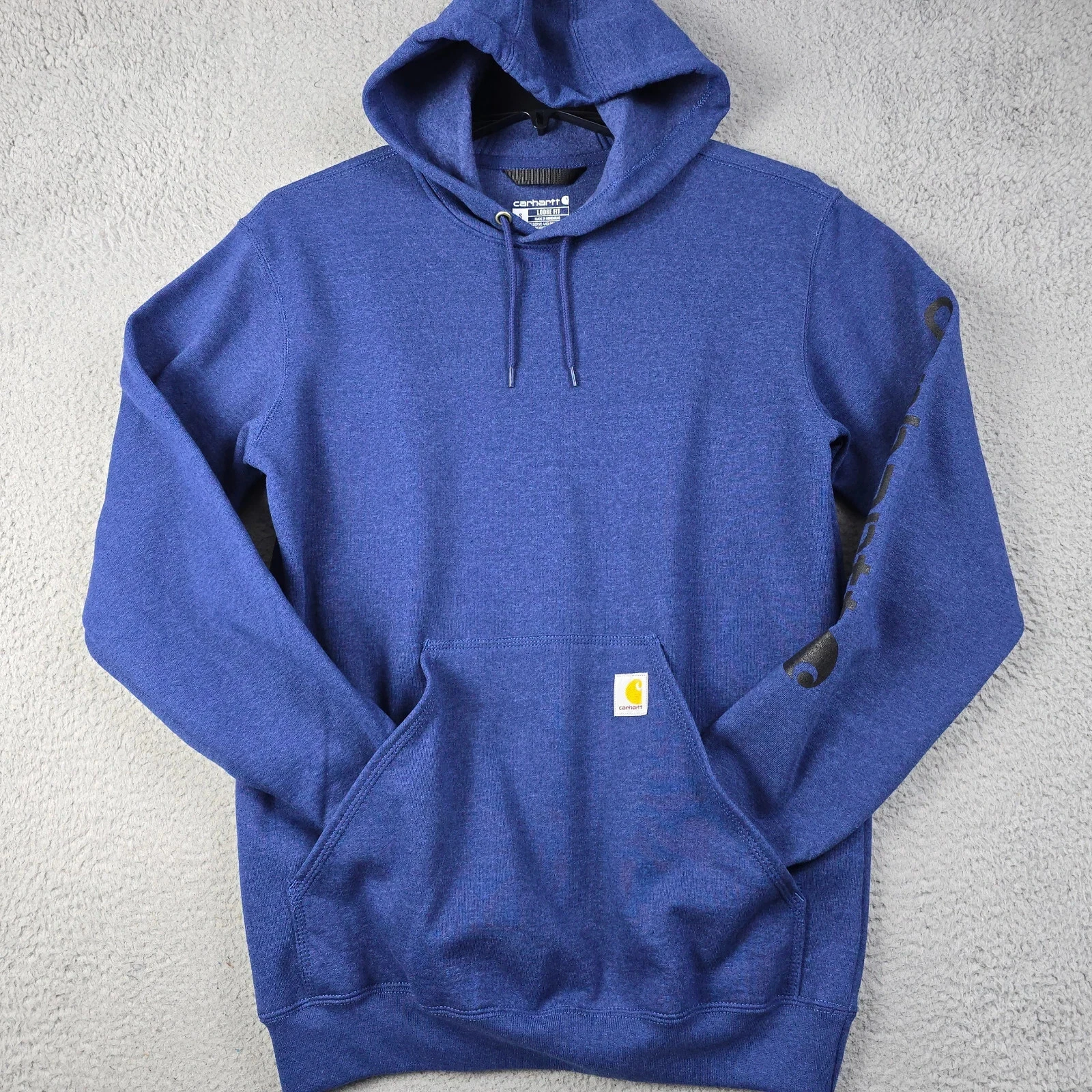 Carhartt Hoodie Mens Small S Blue Outdoor Work Fleece Sweatshirt Loose Fit NWT