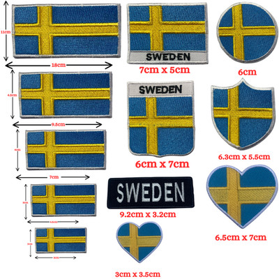 Schweden Nationalflagge Aufnäher gestickt Bügelbild/Aufnähen Abzeichen mehrere Größen