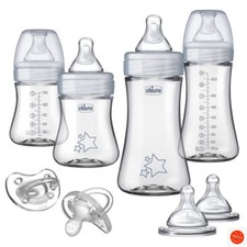 Chicco Duo Newborn Hybrid Baby Bottle Starter Gift Set with Invinci-Glass Ins...