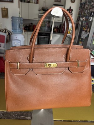 Light Brown Leather Bag in French Style - #12