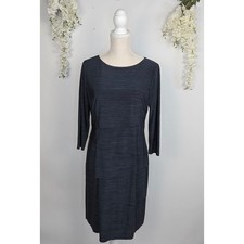 Tahari ASL Dress 12 Gray Space Dye Tiered Layered Stretch Career Chic Office