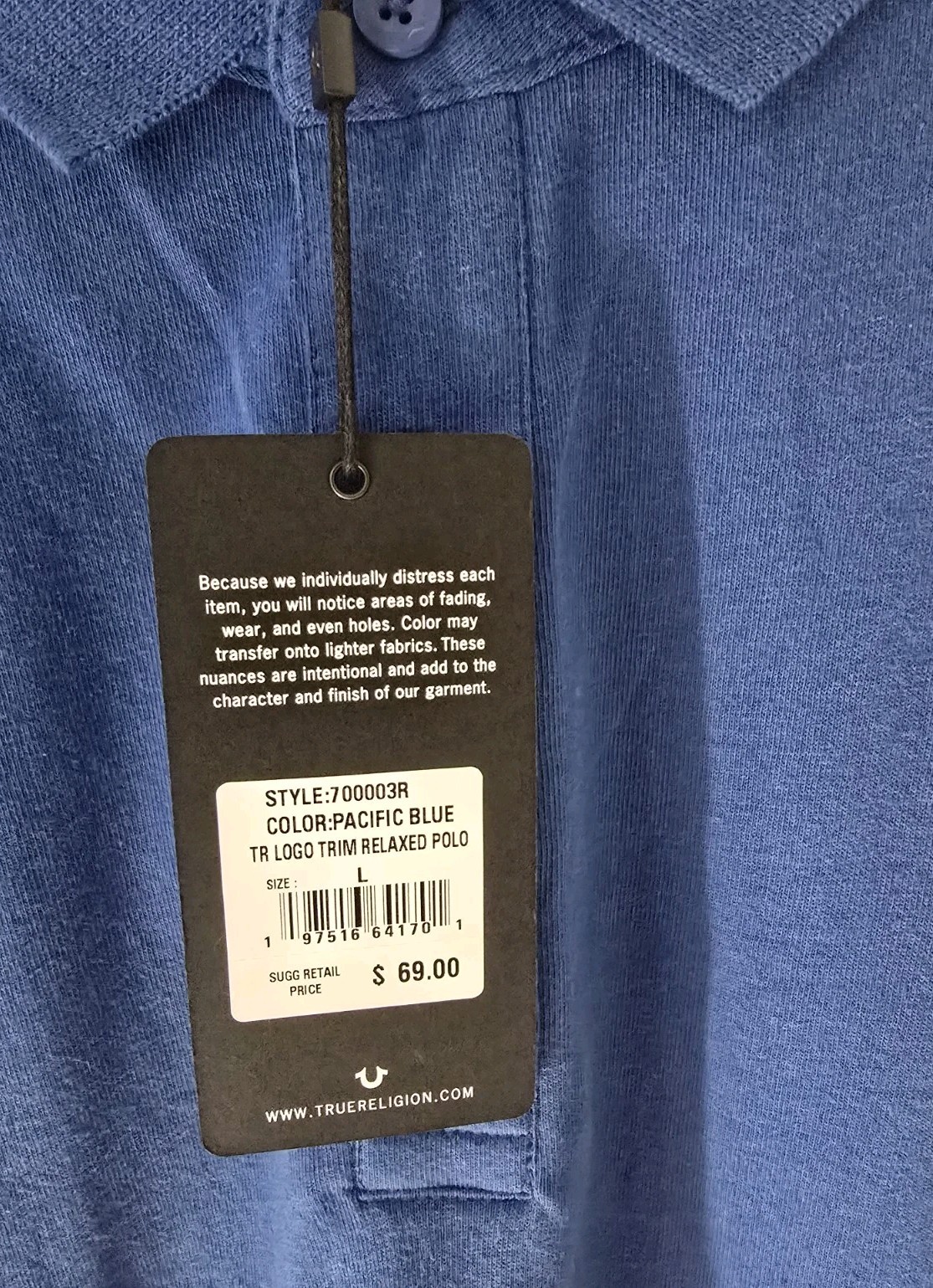 True Religion Polo Shirt Large Blue thumbnail 5