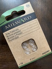 Snap Fasteners Press Studs Sew on Clear Invisible 7mm x 12 Milward Haberdashery