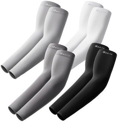 Bebila Arm Sleeves for Men Women, UV Medium, Black+dark Gray+light Gray+white