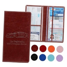 Car Registration and Insurance Card Holder for Women Men Glove Box Dark Brown