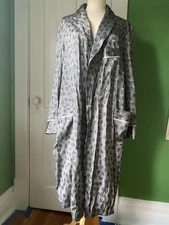 Vintage 80 Guy Laroche Paris Silk Grey Long Robe XL