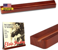 Vinyl Wall Mount Solid Wood Record Shelf Display, Brown, 1 Pack