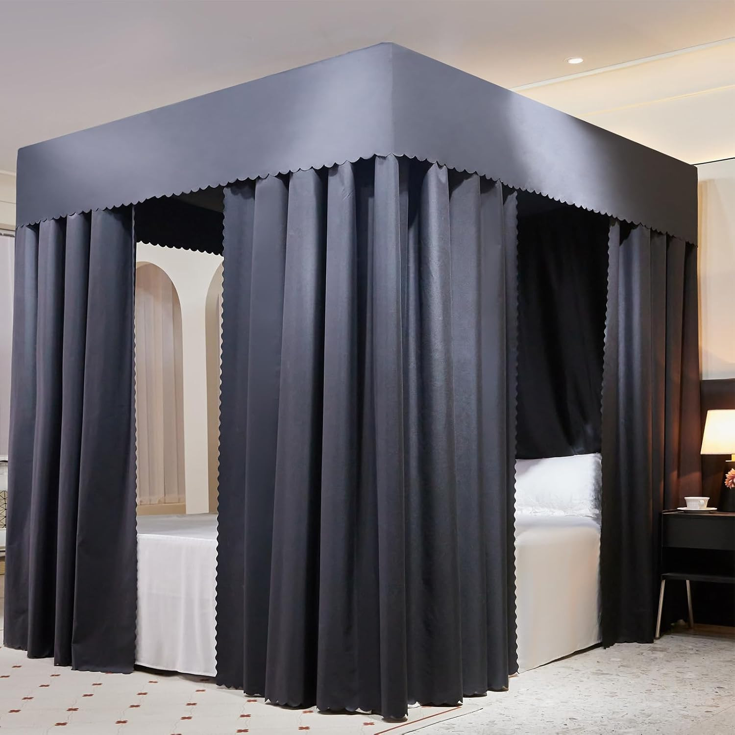 Bed - 4 Corner Post Queen Canopy Bed Curtains For Girls, Boy