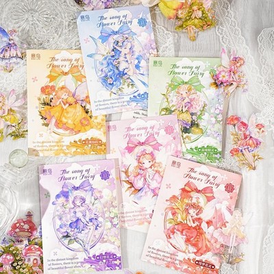15Pcs Flower Fairy Elf PET Stickers Journal Planner Decals Scrapbooking Collage