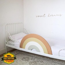 Meamel Premium 3-in-1 Toddler Bed Rail with Decorative Headboard and Wall Dec...