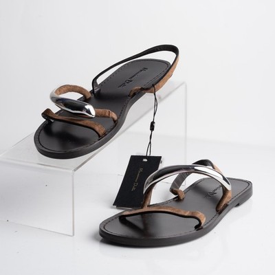Massimo Dutti Womens Suede Strappy Flat Sandals Brown Sz US 5 EU 35 NWT 1718/450