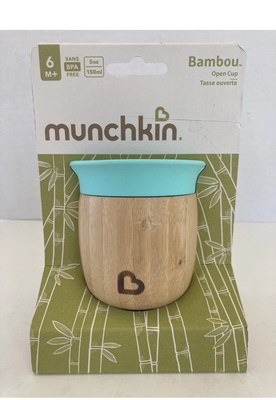 NEW Munchkin Bamboo Silicone Cup 6m+ Bambou Teal Blue 5oz BPA Free Small Open
