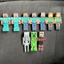 Minecraft 3 Inch Figurine Set of 10 Mini Figures Steve Alex Creeper