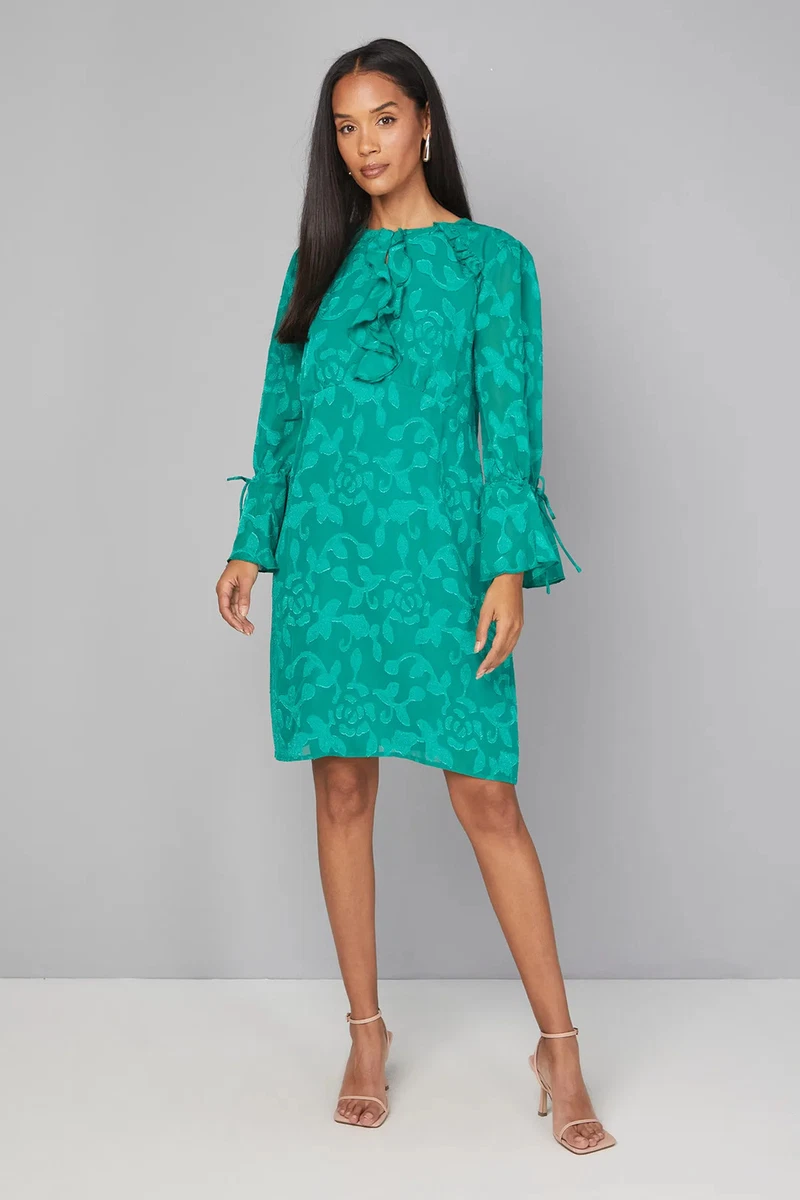 green emerald velvet dress BABARONI Illusion Wrap Neck Lace and Chiffon Maxi Dress-Jade Plus size, Jade / US18 main image 1