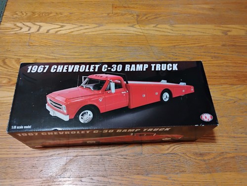 RED PLAIN 1967 CHEVROLET DIECAST RAMP TRUCK CAR HAULER 1/18 ACME ...