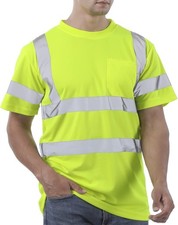 Safety T-Shirt for Men, High Visibility, Reflective, Mesh, Yellow