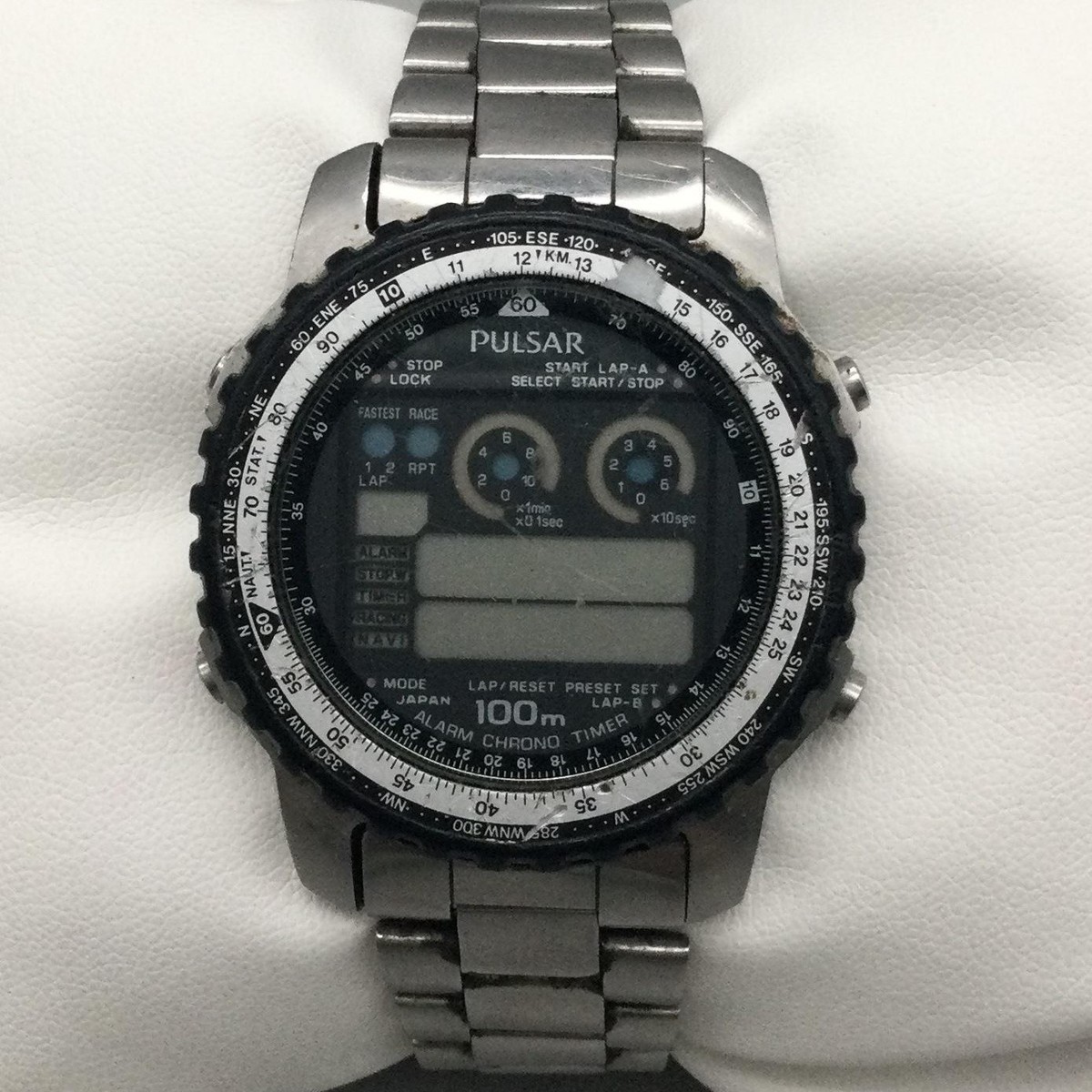 Vintage Pulsar Mens Watch 40mm Digital Chrono W358-5A00 NON 