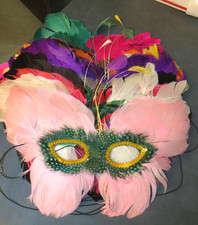 MARDI GRAS COLORFUL FEATHER MASK LOT OF 9