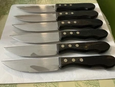 Vintage Robinson Co Stainless Steel Steakhouse Steak Knives Set of 6 USA
