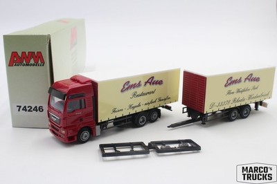 AWM MAN TGX XXL drawbar truck ''Ems Aue Restaurant Rheda'' 74246 1/87 /AWN55