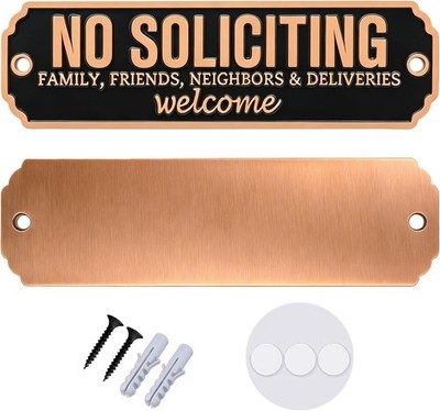 No Soliciting Sign, No Soliciting Sign for House Wall Plaque, Elegant Welcome Fr