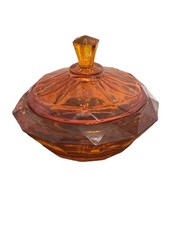 Viking Glass Candy Dish Epic Persimmon Diamond Point