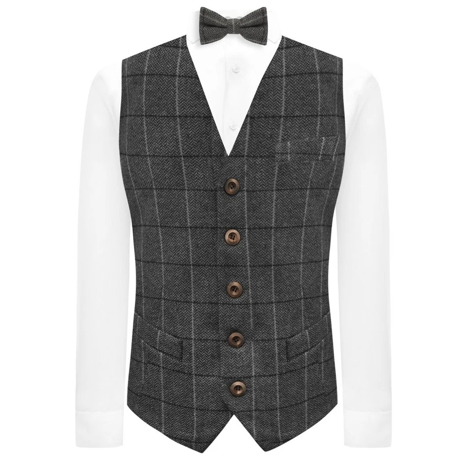 Gilet Taille Graphite Gris Chevrons Tweed 2XL 46in King & Priory - Photo 2/4