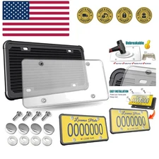 License Plate Protector- Clear Novelty Number Plate Cover with Silicone Car T...