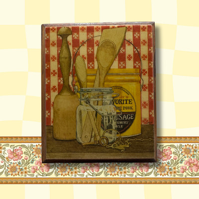 Vintage Country Kitchen Wall Plaque Cottagecore Farmhouse Charm  4x6 Wood Board