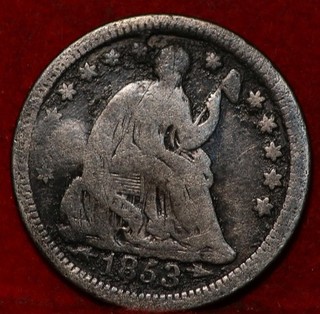 1853 O New Orleans Mint Silver Seated Liberty Half Dime with Arrows