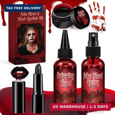 4PCS Halloween Fake Blood Kit Cosplay Vampire Makeup Accessories