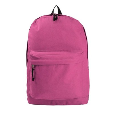 Basic Backpack Simple Book Bag Student Daily Daypack 18 Inch (Hot Pink)