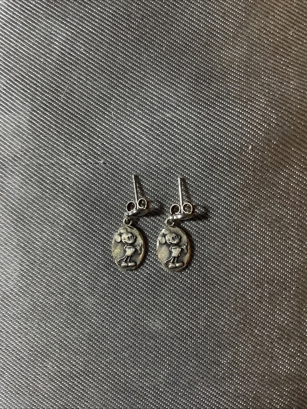 Disney Earrings/Vintage Mickey Mouse Sterling Silver Dangles/Excellent Condition
