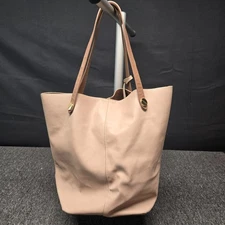 Shiraleah Bucket Tote Beige Faux Leather Dual Handle Shoulder + Hand Carry Vegan