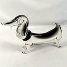 Murano Glass Dachshund Clear and Black Art Glass 11 Inches Hand Blown