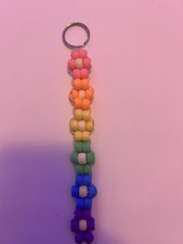 Handmade rainbow beaded keychain